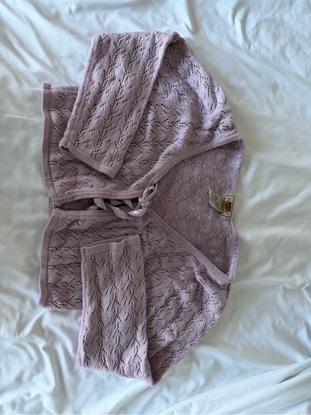 Lilac Open-Knit Women's Sweater Cardigan